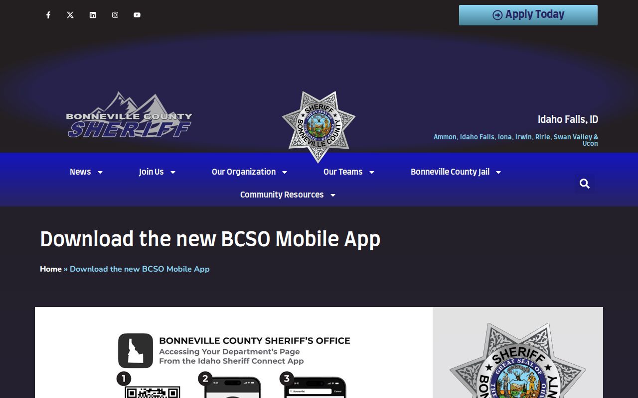 Bonneville County Sheriff Idaho Sheriff Connect app announcement